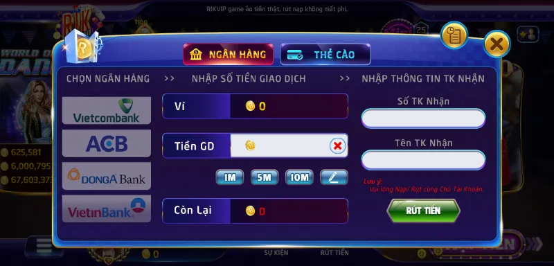 Hướng dẫn chi tiết các bước rút tiền tại cổng game Rikvip