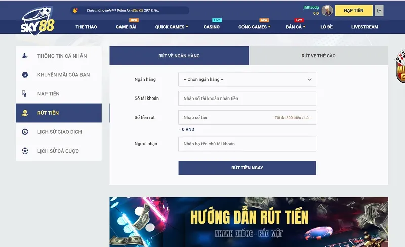 rút tiền sky88
