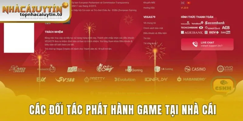 Các đối tác phát hành game tại nhà cái
