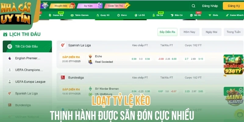 Loạt tỷ lệ kèo thịnh hành được săn đón cực nhiều